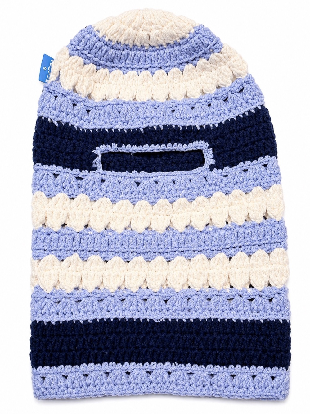Arkyve Cotton Crochet Balaclava Shiesty Blue Cream Navy
